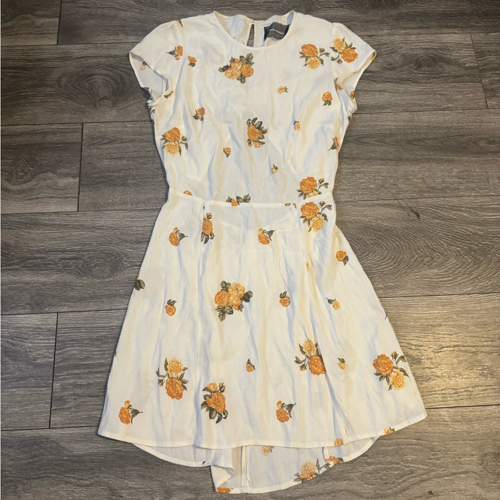 Reformation White Dress with Orange Floral Print